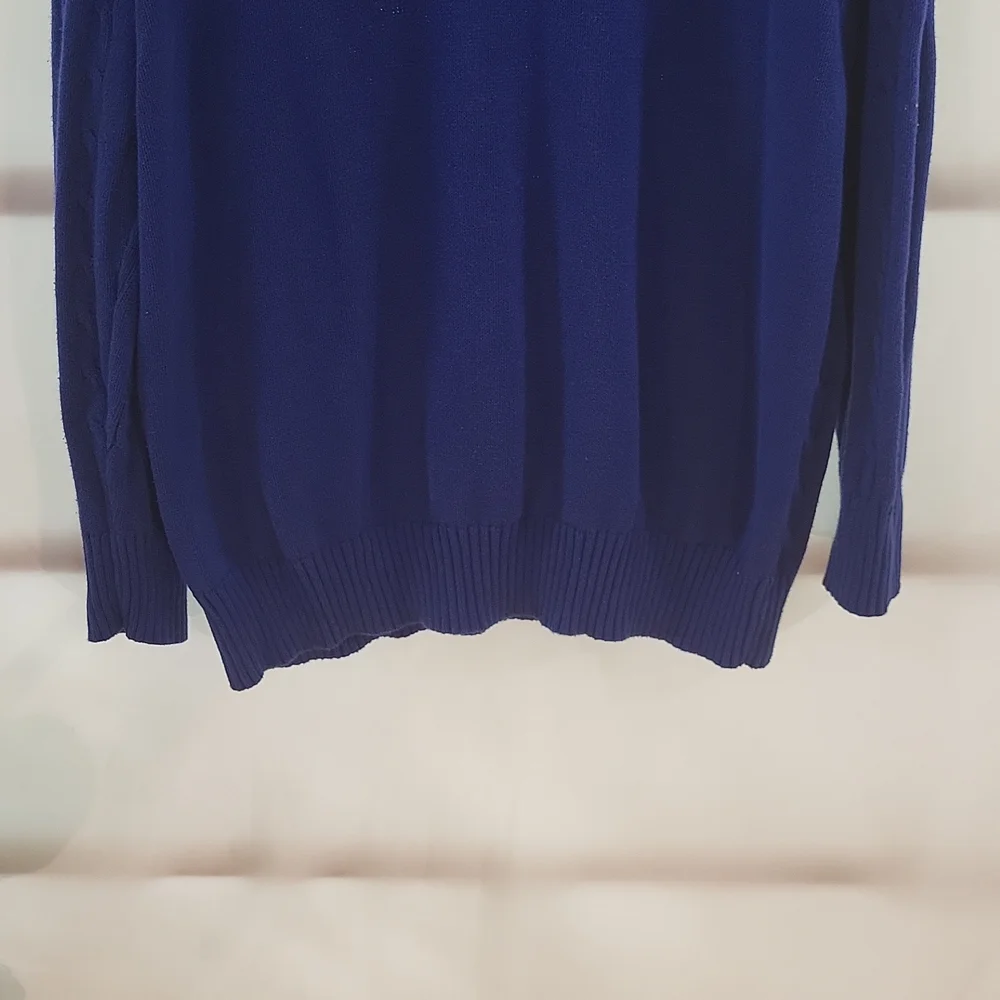 Pre-owned Blue Woman Within Long Sleeve V-Neck Sweater - Picture 5 of 11
